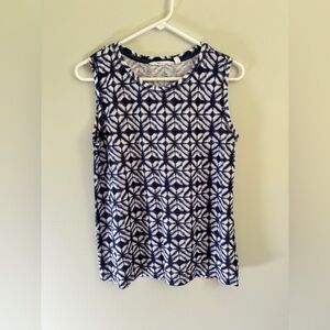 Athleta Breezy Bella Tank Top Womens M Blue Sleeveless Crew Neck Split Back